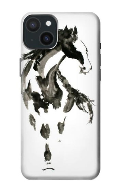 S1031 馬の絵筆 Horse Paintbrush iPhone 15 Plus バックケース、フリップケース・カバー