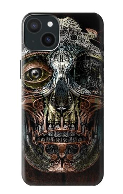 S1685 スチームパンク 頭蓋骨 Steampunk Skull Head iPhone 15 Plus バックケース、フリップケース・カバー