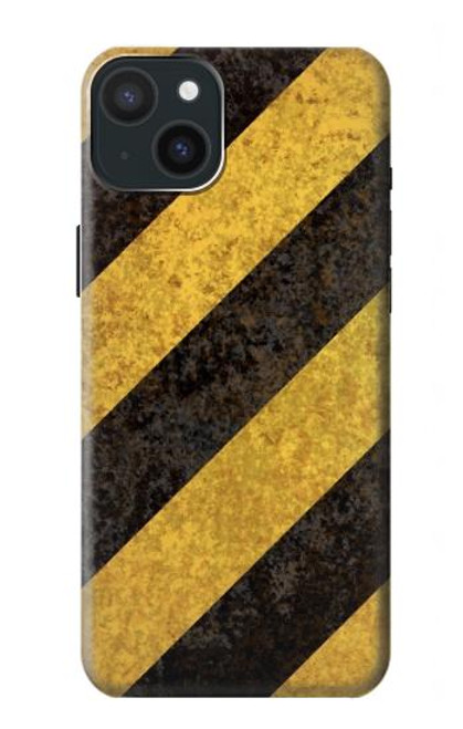 S2231 黄色と黒のラインハザードストライプ Yellow and Black Line Hazard Striped iPhone 15 Plus バックケース、フリップケース・カバー