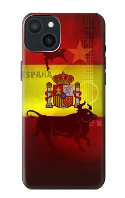 S2984 スペインサッカー Spain Football Soccer Flag iPhone 15 Plus バックケース、フリップケース・カバー