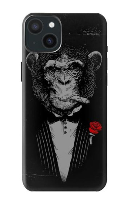 S3167 面白いマフィア猿 Funny Gangster Mafia Monkey iPhone 15 Plus バックケース、フリップケース・カバー