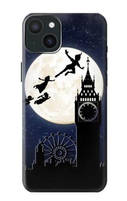 S3249 ピーター・パン Peter Pan Fly Full Moon Night iPhone 15 Plus バックケース、フリップケース・カバー