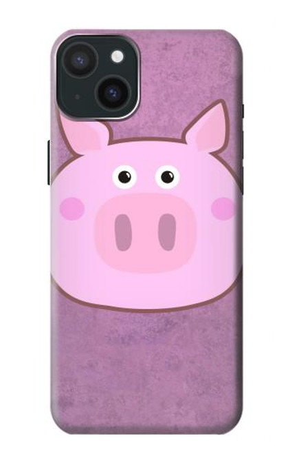 S3269 豚の漫画 Pig Cartoon iPhone 15 Plus バックケース、フリップケース・カバー