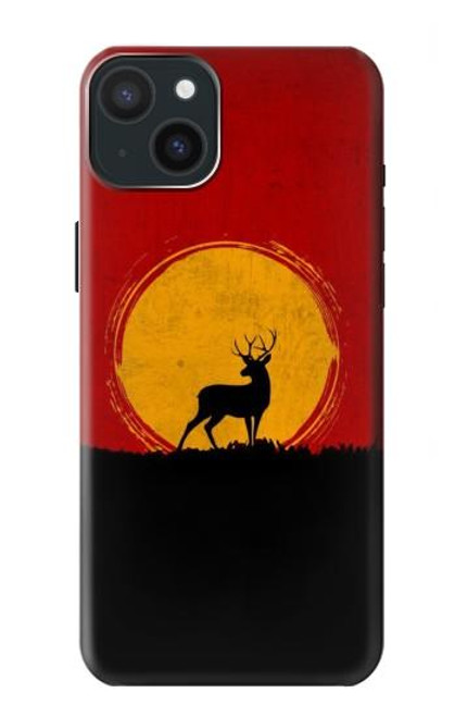 S3513 鹿の夕日 Deer Sunset iPhone 15 Plus バックケース、フリップケース・カバー