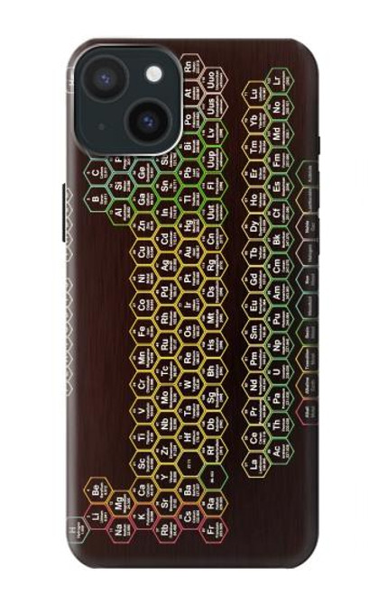 S3544 ネオンハニカム周期表 Neon Honeycomb Periodic Table iPhone 15 Plus バックケース、フリップケース・カバー