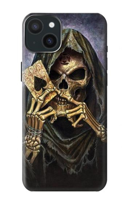 S3594 死神ポーカー Grim Reaper Wins Poker iPhone 15 Plus バックケース、フリップケース・カバー