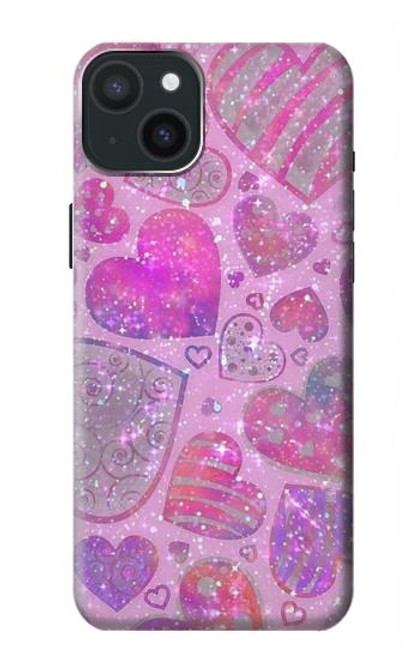 S3710 ピンクのラブハート Pink Love Heart iPhone 15 Plus バックケース、フリップケース・カバー