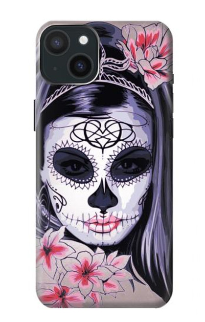 S3821 シュガースカルスチームパンクガールゴシック Sugar Skull Steam Punk Girl Gothic iPhone 15 Plus バックケース、フリップケース・カバー