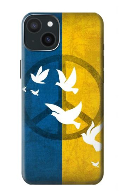 S3857 平和鳩 ウクライナの旗 Peace Dove Ukraine Flag iPhone 15 Plus バックケース、フリップケース・カバー