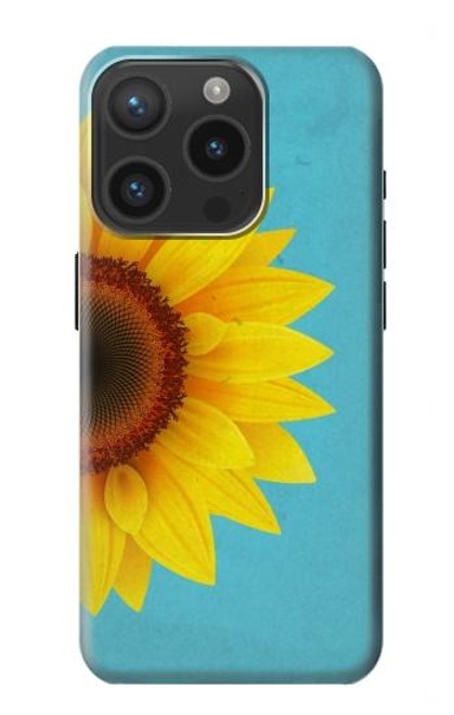 S3039 ひまわり Vintage Sunflower Blue iPhone 15 Pro バックケース、フリップケース・カバー