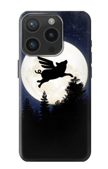 S3289 飛豚 満月 Flying Pig Full Moon Night iPhone 15 Pro バックケース、フリップケース・カバー