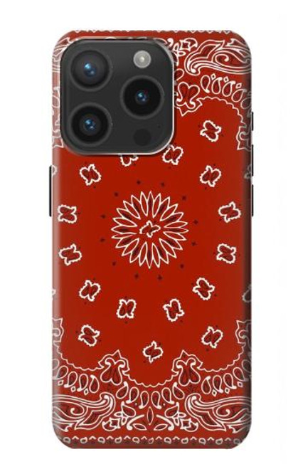 S3355 赤バンダナパターン Bandana Red Pattern iPhone 15 Pro バックケース、フリップケース・カバー