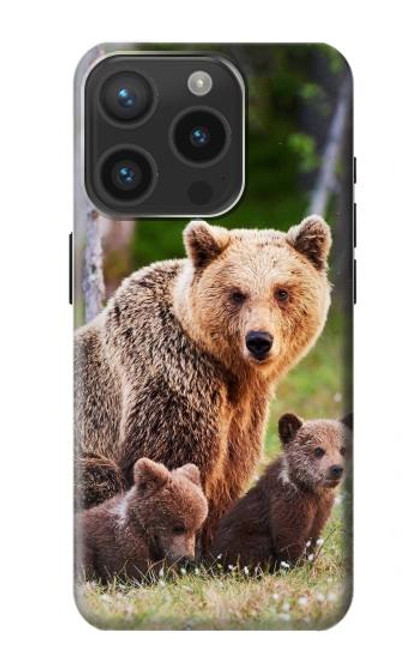 S3558 くまの家族 Bear Family iPhone 15 Pro バックケース、フリップケース・カバー