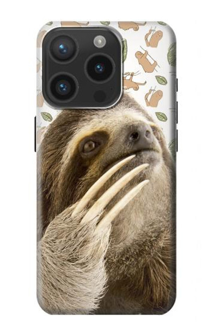 S3559 ナマケモノ Sloth Pattern iPhone 15 Pro バックケース、フリップケース・カバー