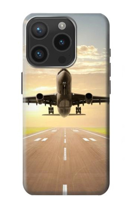 S3837 飛行機離陸日の出 Airplane Take off Sunrise iPhone 15 Pro バックケース、フリップケース・カバー
