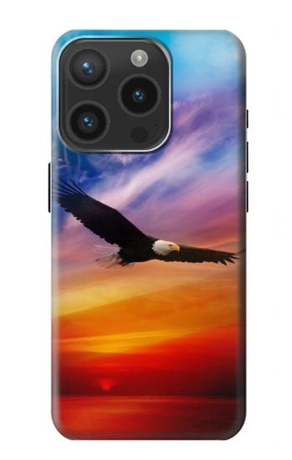 S3841 白頭ワシ カラフルな空 Bald Eagle Flying Colorful Sky iPhone 15 Pro バックケース、フリップケース・カバー