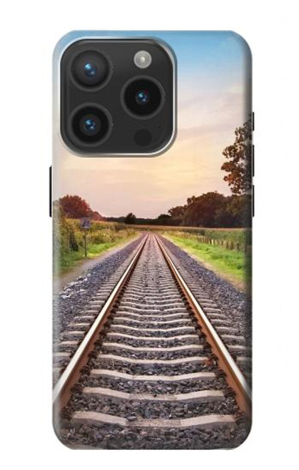 S3866 鉄道直線線路 Railway Straight Train Track iPhone 15 Pro バックケース、フリップケース・カバー