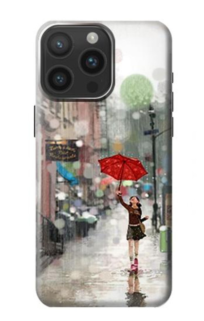 S0108 雨の中の少女 Girl in The Rain iPhone 15 Pro Max バックケース、フリップケース・カバー