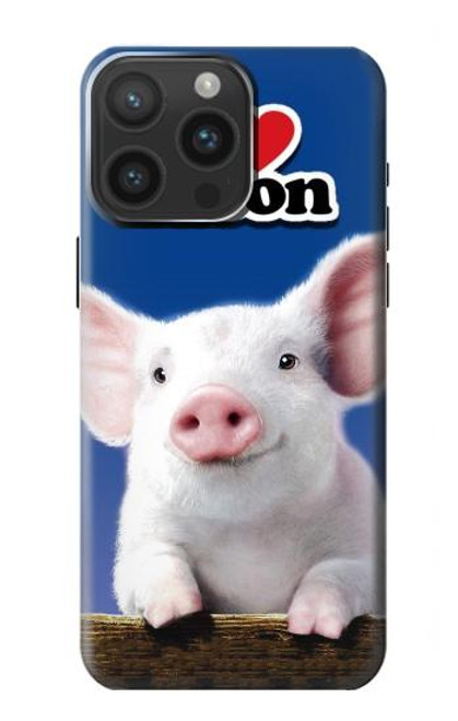 S0608 私はベーコンが大好き かわいい子ブタ I Love Bacon Cute Baby Pig iPhone 15 Pro Max バックケース、フリップケース・カバー