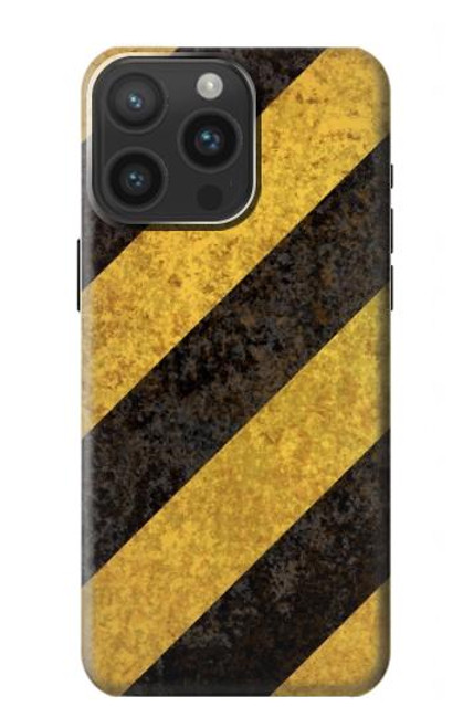 S2231 黄色と黒のラインハザードストライプ Yellow and Black Line Hazard Striped iPhone 15 Pro Max バックケース、フリップケース・カバー