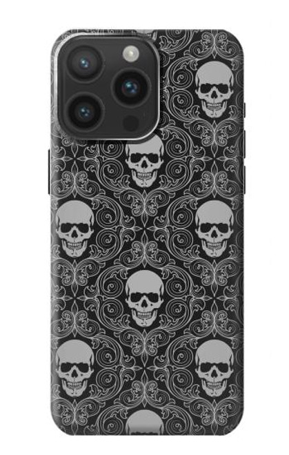 S2371 スカルヴィンテージモノクロのパターン Skull Vintage Monochrome Pattern iPhone 15 Pro Max バックケース、フリップケース・カバー