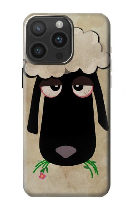 S2826 眠えない黒い羊 Cute Cartoon Unsleep Black Sheep iPhone 15 Pro Max バックケース、フリップケース・カバー