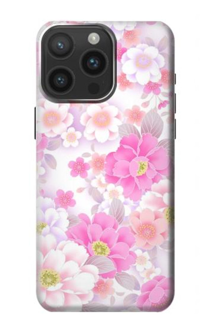 S3036 ピンクフラワーフローラ Pink Sweet Flower Flora iPhone 15 Pro Max バックケース、フリップケース・カバー