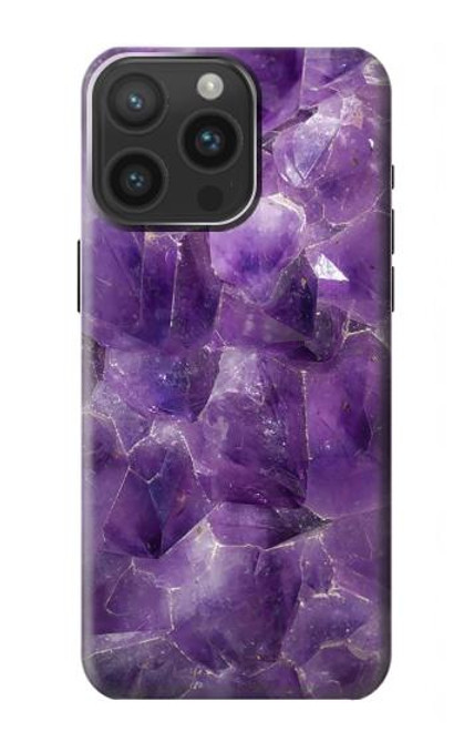 S3713 パープルクォーツアメジストグラフィックプリント Purple Quartz Amethyst Graphic Printed iPhone 15 Pro Max バックケース、フリップケース・カバー