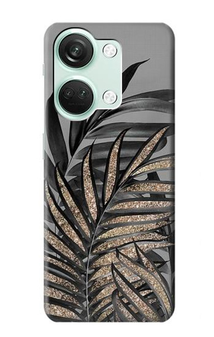 S3692 灰色の黒いヤシの葉 Gray Black Palm Leaves OnePlus Nord 3 バックケース、フリップケース・カバー