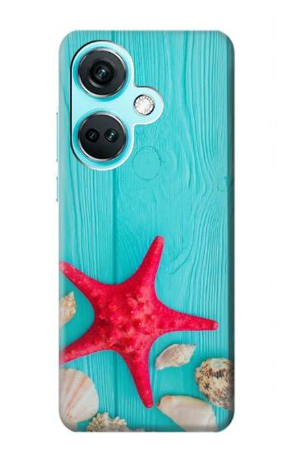 S3428 アクア 海星 貝 Aqua Wood Starfish Shell OnePlus Nord CE3 バックケース、フリップケース・カバー