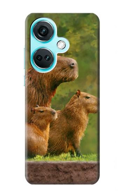 S3917 カピバラの家族 巨大モルモット Capybara Family Giant Guinea Pig OnePlus Nord CE3 バックケース、フリップケース・カバー