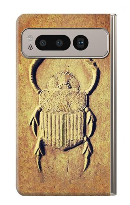 S2401 エジプトのスカラベ 甲虫 グラフィックプリント Egyptian Scarab Beetle Graphic Printed Google Pixel Fold バックケース、フリップケース・カバー