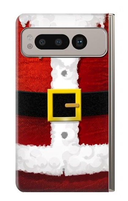 S2846 クリスマス・サンタクロース・コスチューム Christmas Santa Red Suit Google Pixel Fold バックケース、フリップケース・カバー