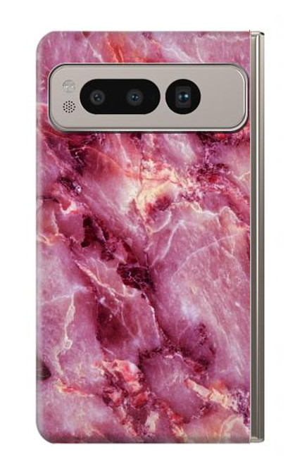 S3052 ピンクの大理石のグラフィックプリント Pink Marble Graphic Printed Google Pixel Fold バックケース、フリップケース・カバー