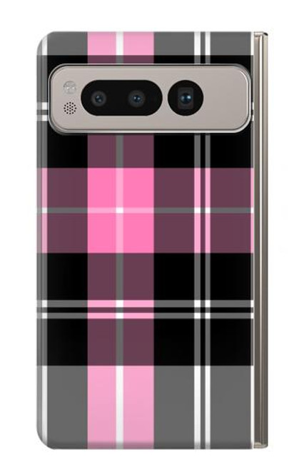 S3091 ピンクの模様のパターン Pink Plaid Pattern Google Pixel Fold バックケース、フリップケース・カバー