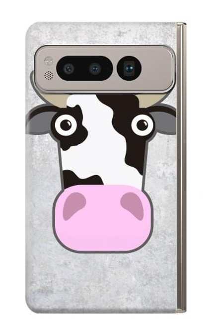 S3257 牛の漫画 Cow Cartoon Google Pixel Fold バックケース、フリップケース・カバー