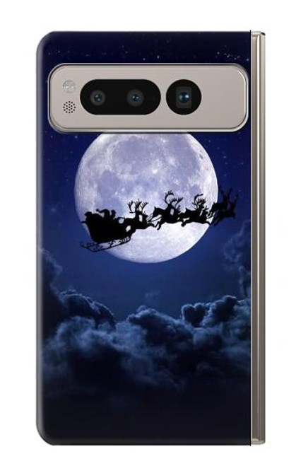 S3508 クリスマスサンタ Xmas Santa Moon Google Pixel Fold バックケース、フリップケース・カバー