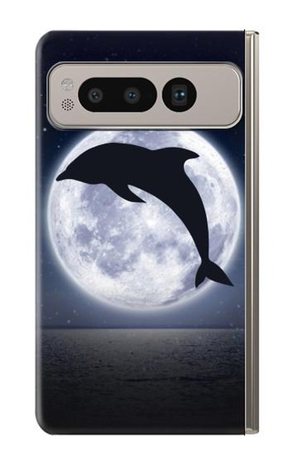 S3510 ドルフィン Dolphin Moon Night Google Pixel Fold バックケース、フリップケース・カバー