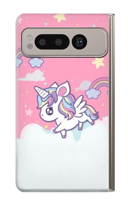 S3518 ユニコーン漫画 Unicorn Cartoon Google Pixel Fold バックケース、フリップケース・カバー