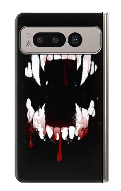 S3527 吸血鬼の歯 Vampire Teeth Bloodstain Google Pixel Fold バックケース、フリップケース・カバー