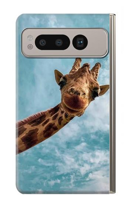 S3680 かわいいスマイルキリン Cute Smile Giraffe Google Pixel Fold バックケース、フリップケース・カバー