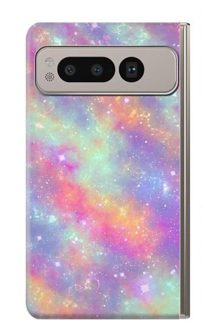 S3706 パステルレインボーギャラクシーピンクスカイ Pastel Rainbow Galaxy Pink Sky Google Pixel Fold バックケース、フリップケース・カバー