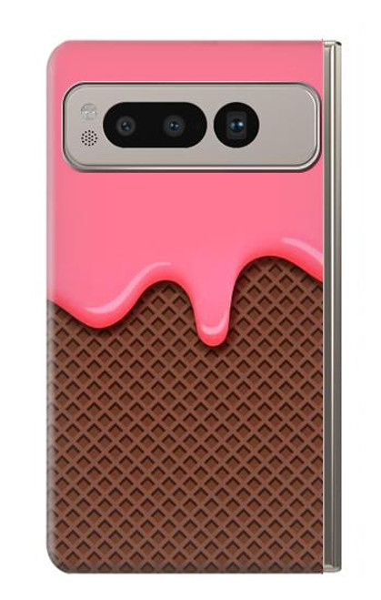 S3754 ストロベリーアイスクリームコーン Strawberry Ice Cream Cone Google Pixel Fold バックケース、フリップケース・カバー