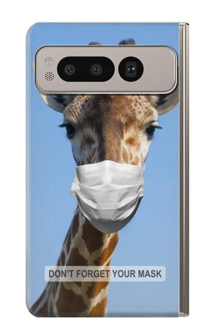 S3806 面白いキリン Funny Giraffe Google Pixel Fold バックケース、フリップケース・カバー