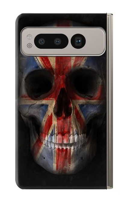 S3848 イギリスの旗の頭蓋骨 United Kingdom Flag Skull Google Pixel Fold バックケース、フリップケース・カバー