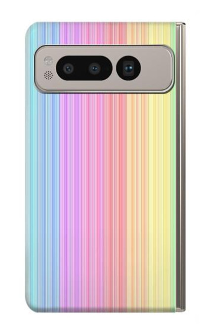 S3849 カラフルな縦の色 Colorful Vertical Colors Google Pixel Fold バックケース、フリップケース・カバー