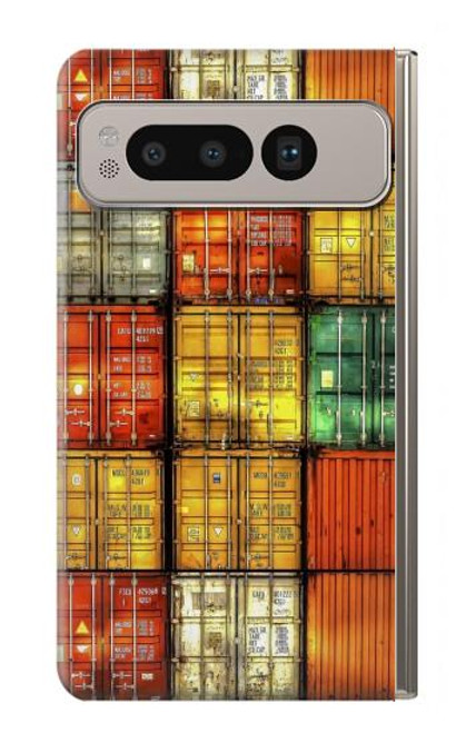 S3861 カラフルなコンテナ ブロック Colorful Container Block Google Pixel Fold バックケース、フリップケース・カバー