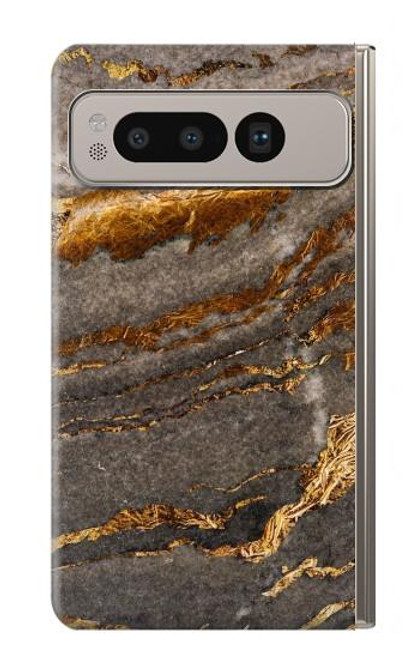 S3886 灰色の大理石の岩 Gray Marble Rock Google Pixel Fold バックケース、フリップケース・カバー