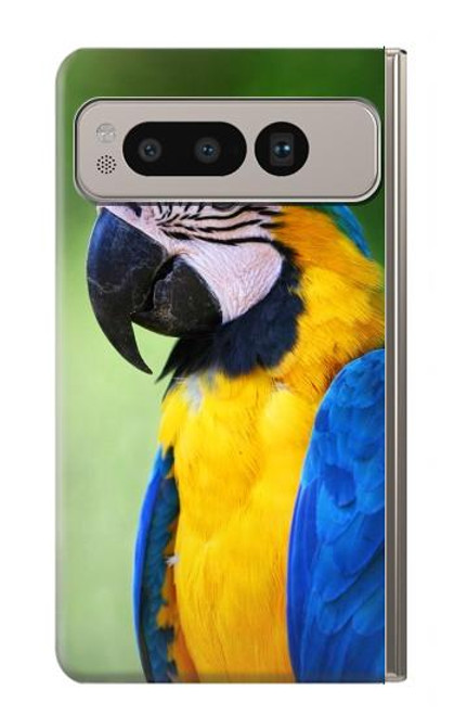 S3888 コンゴウインコの顔の鳥 Macaw Face Bird Google Pixel Fold バックケース、フリップケース・カバー