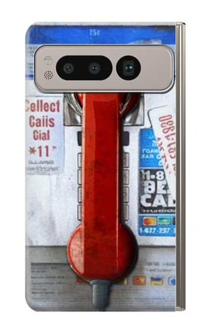 S3925 コラージュヴィンテージ公衆電話 Collage Vintage Pay Phone Google Pixel Fold バックケース、フリップケース・カバー